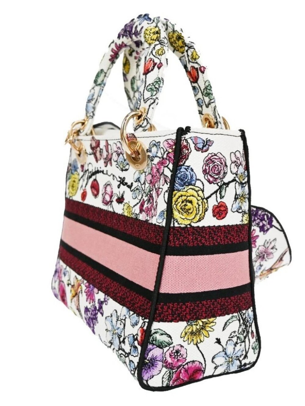 CHRISTIAN DIOR Lady D-Lite Florilegio Embroidery 2Way Hand Bag Canvas - Picture 4 of 15